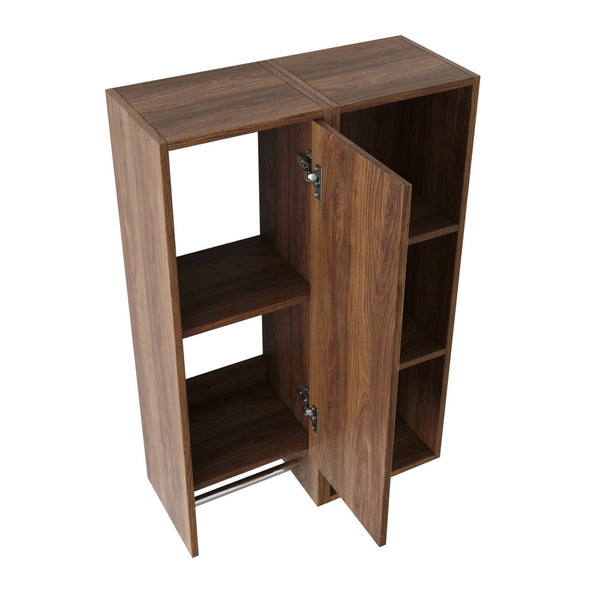 English Elm 24 Inch Wall Mounted Cabinet with Open Shelving Soft Close Door Brown Ebony Finish W1972S00039