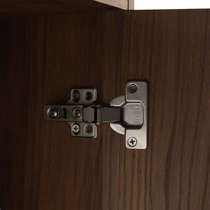 English Elm 24 Inch Wall Mounted Cabinet with Open Shelving Soft Close Door Brown Ebony Finish W1972S00039
