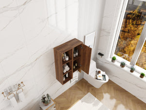 English Elm 24 Inch Wall Mounted Cabinet with Open Shelving Soft Close Door Brown Ebony Finish W1972S00039