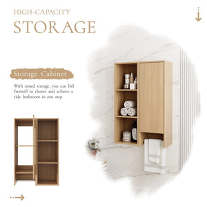 English Elm 24 Inch Oak Wall Cabinet with Open Shelves and Soft Close Door for Compact Spaces W1972S00040