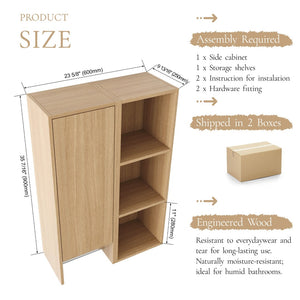 English Elm 24 Inch Oak Wall Cabinet with Open Shelves and Soft Close Door for Compact Spaces W1972S00040