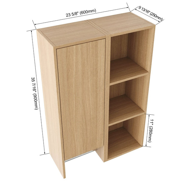 English Elm 24 Inch Oak Wall Cabinet with Open Shelves and Soft Close Door for Compact Spaces W1972S00040