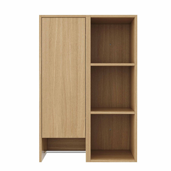 English Elm 24 Inch Oak Wall Cabinet with Open Shelves and Soft Close Door for Compact Spaces W1972S00040