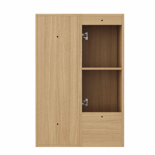 English Elm 24 Inch Oak Wall Cabinet with Open Shelves and Soft Close Door for Compact Spaces W1972S00040