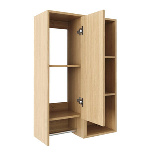 English Elm 24 Inch Oak Wall Cabinet with Open Shelves and Soft Close Door for Compact Spaces W1972S00040