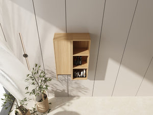 English Elm 24 Inch Oak Wall Cabinet with Open Shelves and Soft Close Door for Compact Spaces W1972S00040