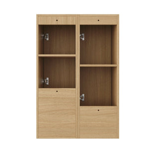 English Elm 24 Inch Wall Mounted Oak Bathroom Cabinet with Soft Close Door and Built in Towel Rack W1972S00041