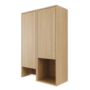 English Elm 24 Inch Wall Mounted Oak Bathroom Cabinet with Soft Close Door and Built in Towel Rack W1972S00041