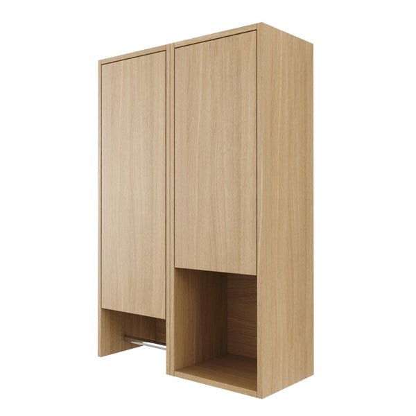 English Elm 24 Inch Wall Mounted Oak Bathroom Cabinet with Soft Close Door and Built in Towel Rack W1972S00041