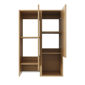 English Elm 24 Inch Wall Mounted Oak Bathroom Cabinet with Soft Close Door and Built in Towel Rack W1972S00041