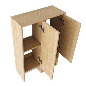 English Elm 24 Inch Wall Mounted Oak Bathroom Cabinet with Soft Close Door and Built in Towel Rack W1972S00041