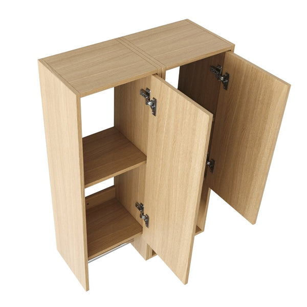 English Elm 24 Inch Wall Mounted Oak Bathroom Cabinet with Soft Close Door and Built in Towel Rack W1972S00041
