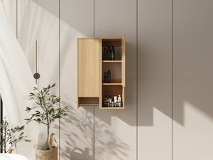 English Elm 24 Inch Wall Mounted Oak Bathroom Cabinet with Soft Close Door and Built in Towel Rack W1972S00041