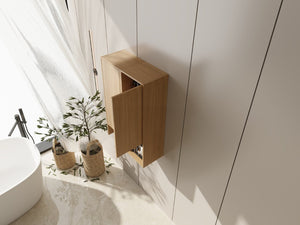 English Elm 24 Inch Wall Mounted Oak Bathroom Cabinet with Soft Close Door and Built in Towel Rack W1972S00041