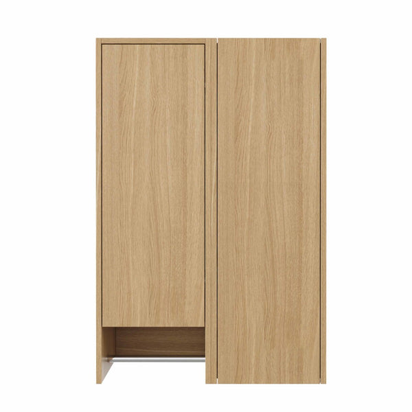 English Elm 24 Inch Floating Oak Wall Cabinet with Soft Close Doors Towel Bar and Interior Shelving W1972S00042