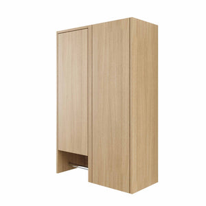 English Elm 24 Inch Floating Oak Wall Cabinet with Soft Close Doors Towel Bar and Interior Shelving W1972S00042
