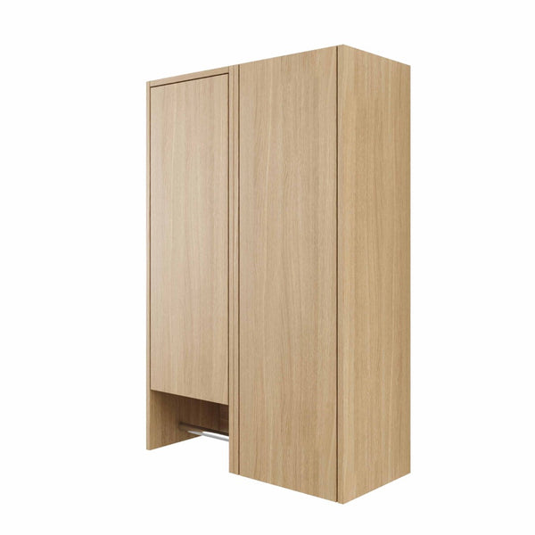 English Elm 24 Inch Floating Oak Wall Cabinet with Soft Close Doors Towel Bar and Interior Shelving W1972S00042