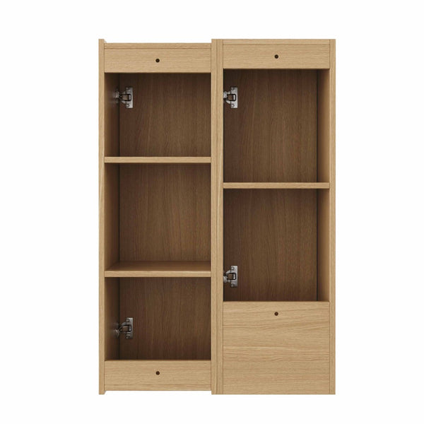 English Elm 24 Inch Floating Oak Wall Cabinet with Soft Close Doors Towel Bar and Interior Shelving W1972S00042
