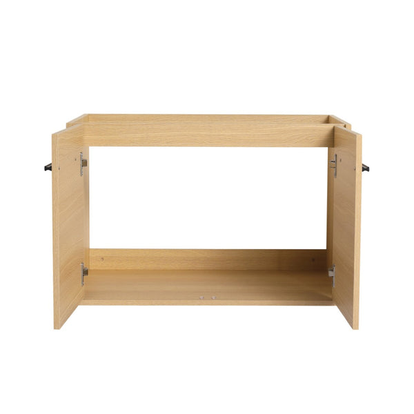 English Elm 42 Inch Wall Mounted Bathroom Vanity Wood Grain Resin Sink Soft Close Cabinet Glossy White/Oak W1972S00044