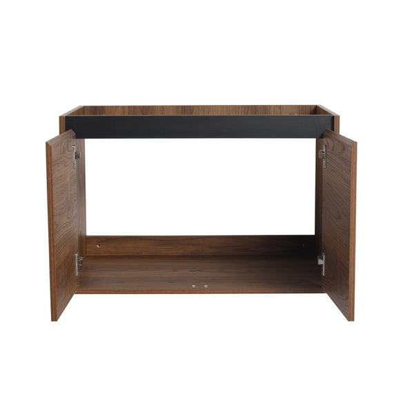 English Elm 42 Inch Wall Mounted Bathroom Vanity Wood Grain Resin Sink Soft Close Cabinet Brown Ebony/Glossy White W1972S00046