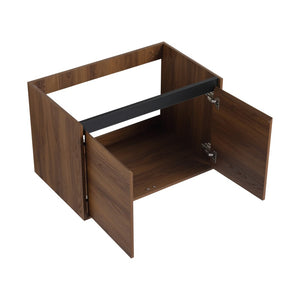 English Elm 42 Inch Wall Mounted Bathroom Vanity Wood Grain Resin Sink Soft Close Cabinet Brown Ebony/Glossy White W1972S00046