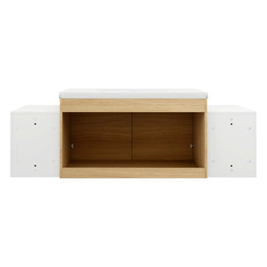 English Elm 60 Inch Wall Hung Bathroom Vanity Wood Grain Resin Sink Soft Close Modern Storage Glossy White / Oak W1972S00050