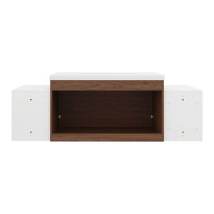 English Elm 60 Inch Wall Hung Bathroom Vanity Wood Grain Resin Sink Soft Close Modern Storage Brown Ebony / Glossy White W1972S00052