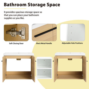 English Elm 60 Inch Wall Hung Bathroom Vanity Wood Grain Resin Sink Soft Close Modern Storage W1972S00053