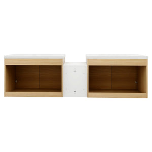 English Elm 72 Inch Wall Hung Bathroom Vanity Natural Wood Grain Resin Sink Soft Close Storage Glossy White/Oak W1972S00054