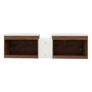 English Elm 72 Inch Wall Hung Bathroom Vanity Natural Wood Grain Resin Sink Soft Close Storage Brown Ebony/Glossy White W1972S00056