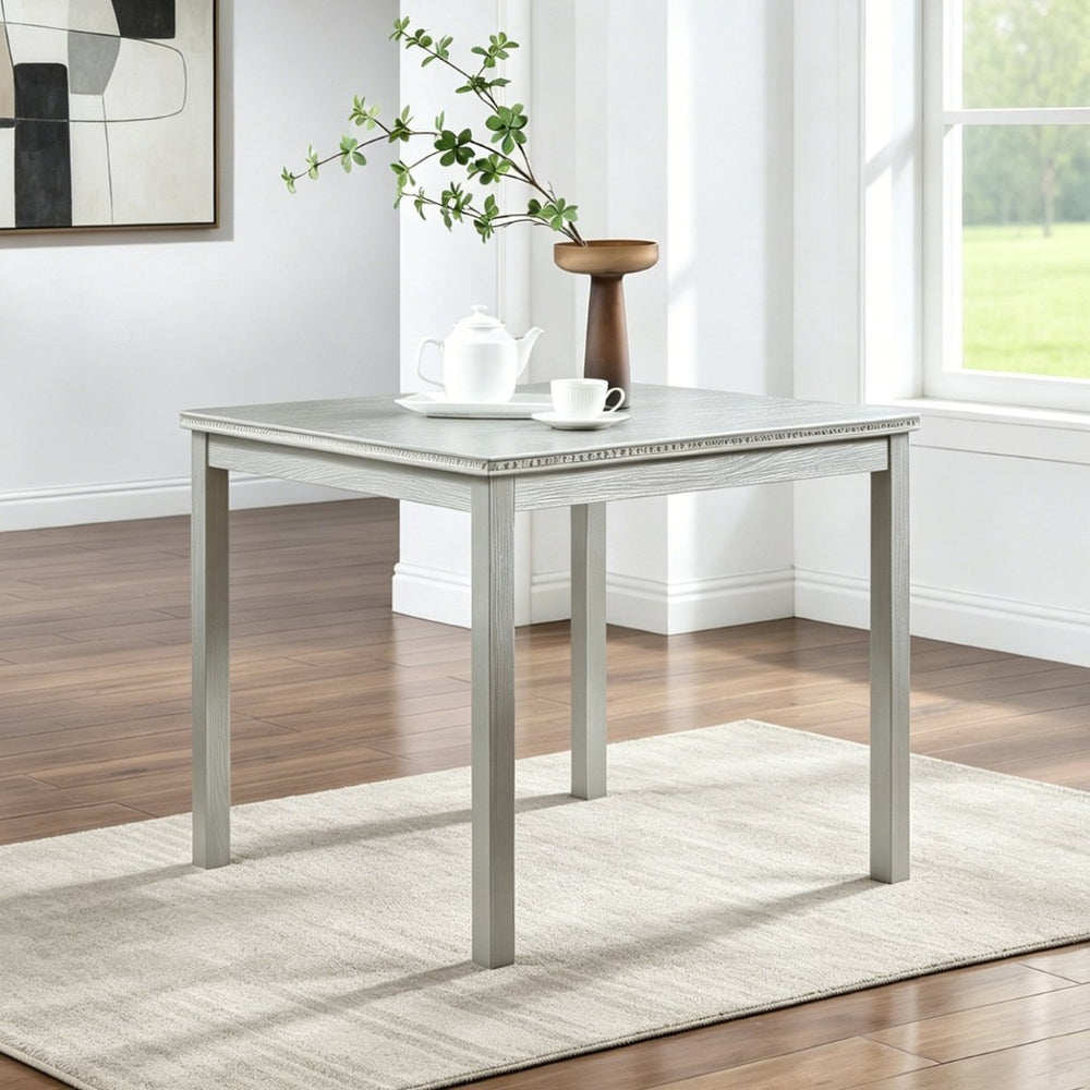 English Elm Wooden Square Dining Table Glam Crystal Edge Mdf Top Seats Four Compact Spaces W1998128396
