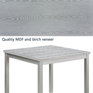 English Elm Wooden Square Dining Table Glam Crystal Edge Mdf Top Seats Four Compact Spaces W1998128396