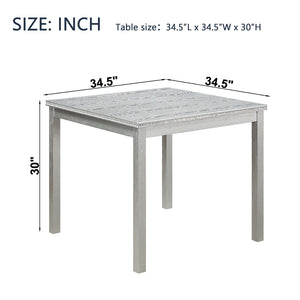 English Elm Wooden Square Dining Table Glam Crystal Edge Mdf Top Seats Four Compact Spaces W1998128396