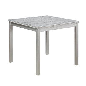 English Elm Wooden Square Dining Table Glam Crystal Edge Mdf Top Seats Four Compact Spaces W1998128396