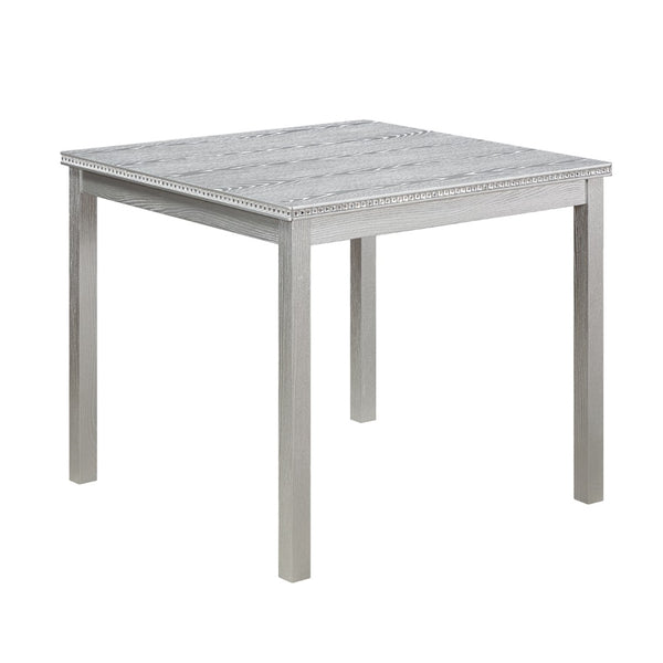 English Elm Wooden Square Dining Table Glam Crystal Edge Mdf Top Seats Four Compact Spaces W1998128396