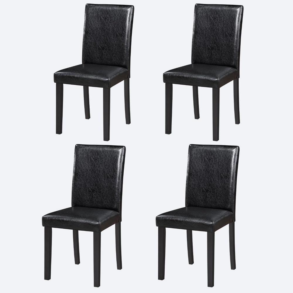 English Elm Dining Chairs Set of 4 Solid Wood Pu Leather Seat Armless Kitchen Side W1998128399