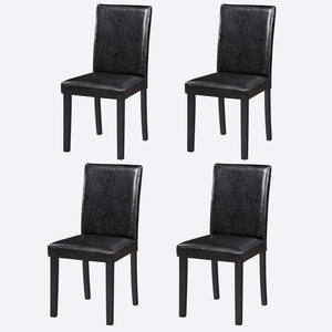English Elm Dining Chairs Set of 4 Solid Wood Pu Leather Seat Armless Kitchen Side W1998128399