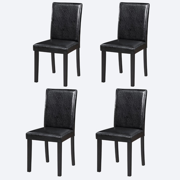 English Elm Dining Chairs Set of 4 Solid Wood Pu Leather Seat Armless Kitchen Side W1998128399
