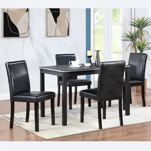 English Elm Dining Chairs Set of 4 Solid Wood Pu Leather Seat Armless Kitchen Side W1998128399