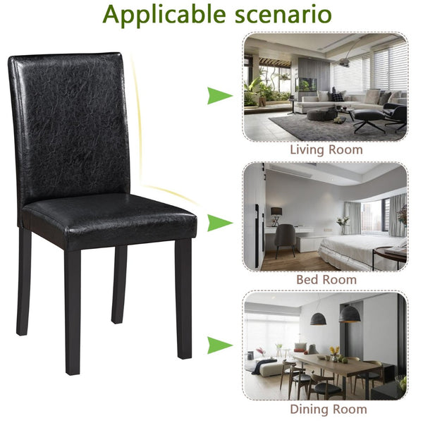 English Elm Dining Chairs Set of 4 Solid Wood Pu Leather Seat Armless Kitchen Side W1998128399