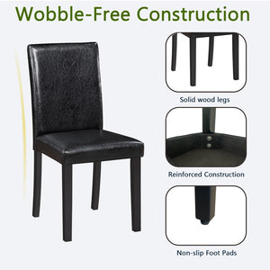 English Elm Dining Chairs Set of 4 Solid Wood Pu Leather Seat Armless Kitchen Side W1998128399