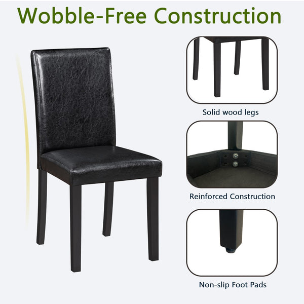 English Elm Dining Chairs Set of 4 Solid Wood Pu Leather Seat Armless Kitchen Side W1998128399