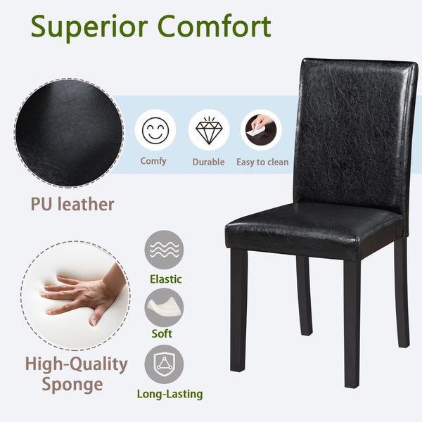 English Elm Dining Chairs Set of 4 Solid Wood Pu Leather Seat Armless Kitchen Side W1998128399