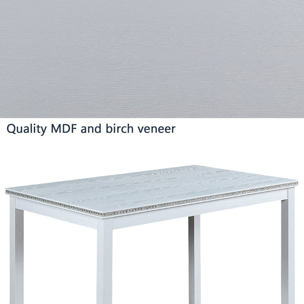 English Elm Wooden Glam Rectangular Dining Table with Crystal Accents Seats Four Small Spaces W1998128424