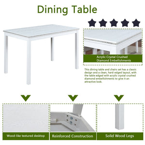 English Elm Wooden Glam Rectangular Dining Table with Crystal Accents Seats Four Small Spaces W1998128424