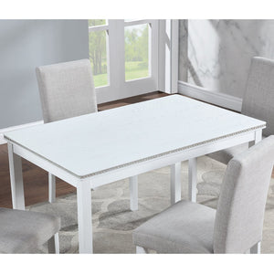 English Elm Wooden Glam Rectangular Dining Table with Crystal Accents Seats Four Small Spaces W1998128424