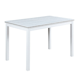 English Elm Wooden Glam Rectangular Dining Table with Crystal Accents Seats Four Small Spaces W1998128424