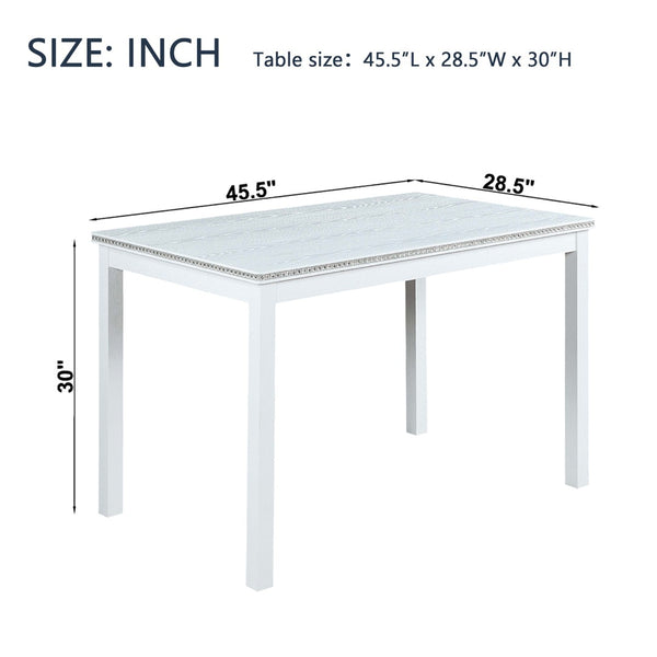 English Elm Wooden Glam Rectangular Dining Table with Crystal Accents Seats Four Small Spaces W1998128424