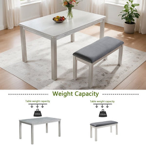 English Elm 58.5 Inch Rectangular Farmhouse Dining Set with Beaded Wood Table and Upholstered Bench W1998P266889