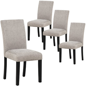English Elm Dining Chair Set of 4 Grey Chenille Upholstered Rubberwood Seats for Modern Kitchen W1998P375155